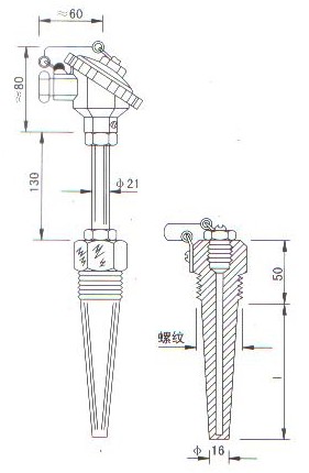 低溫低壓熱電偶(熱電阻)產品結構圖